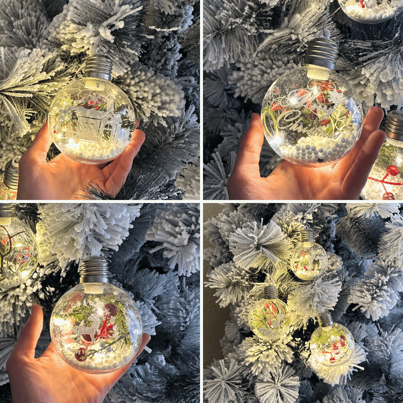 Esferas Diseños Navideños a Pilas - Luz Cálida