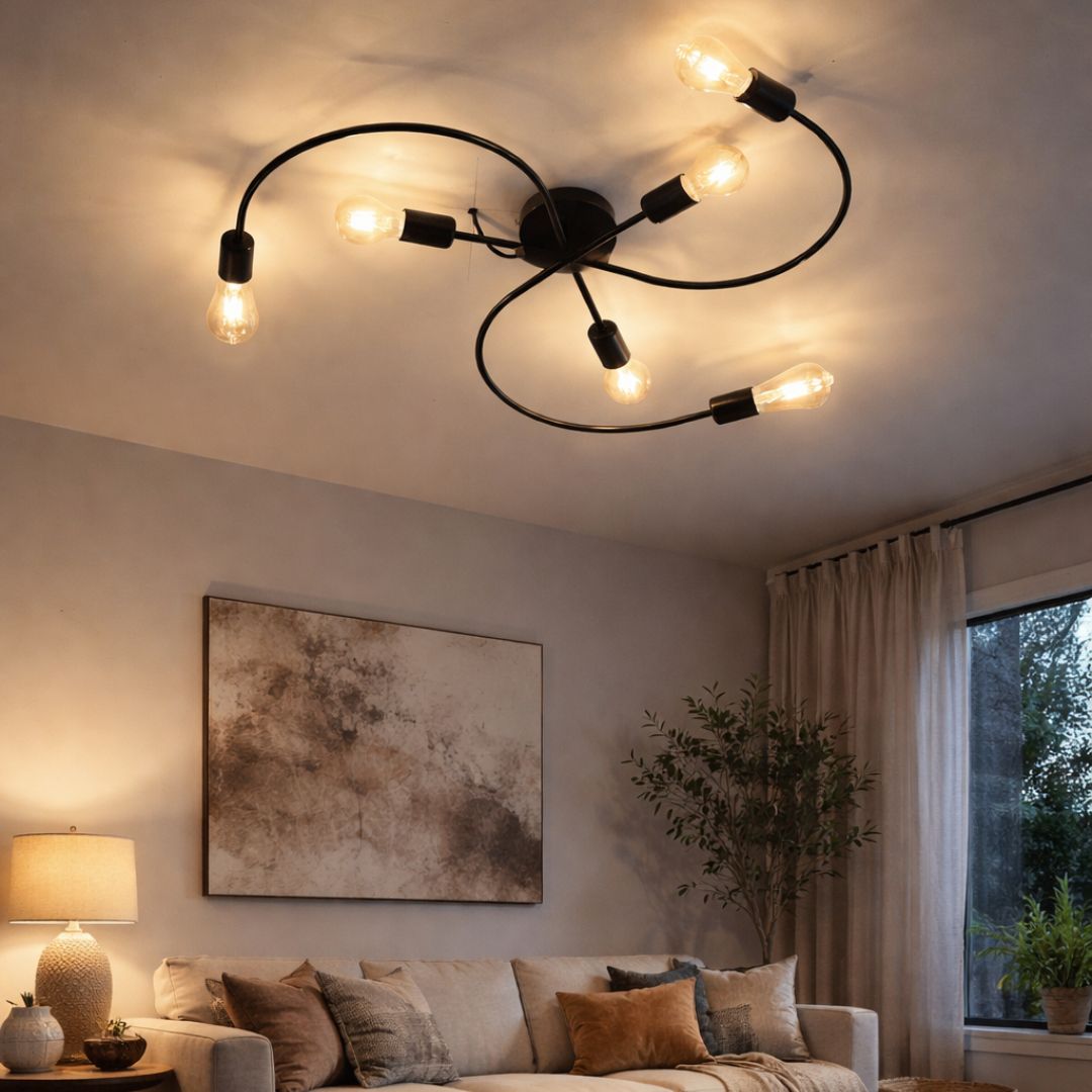 Lámpara de Techo Eclipse  – 6 Luces / Metal / Negro / Incluye Ampolletas