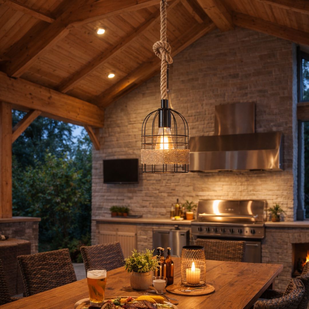 Lámpara Colgante Macramé - 1 m Altura / Ampolleta Incluida / 220 V