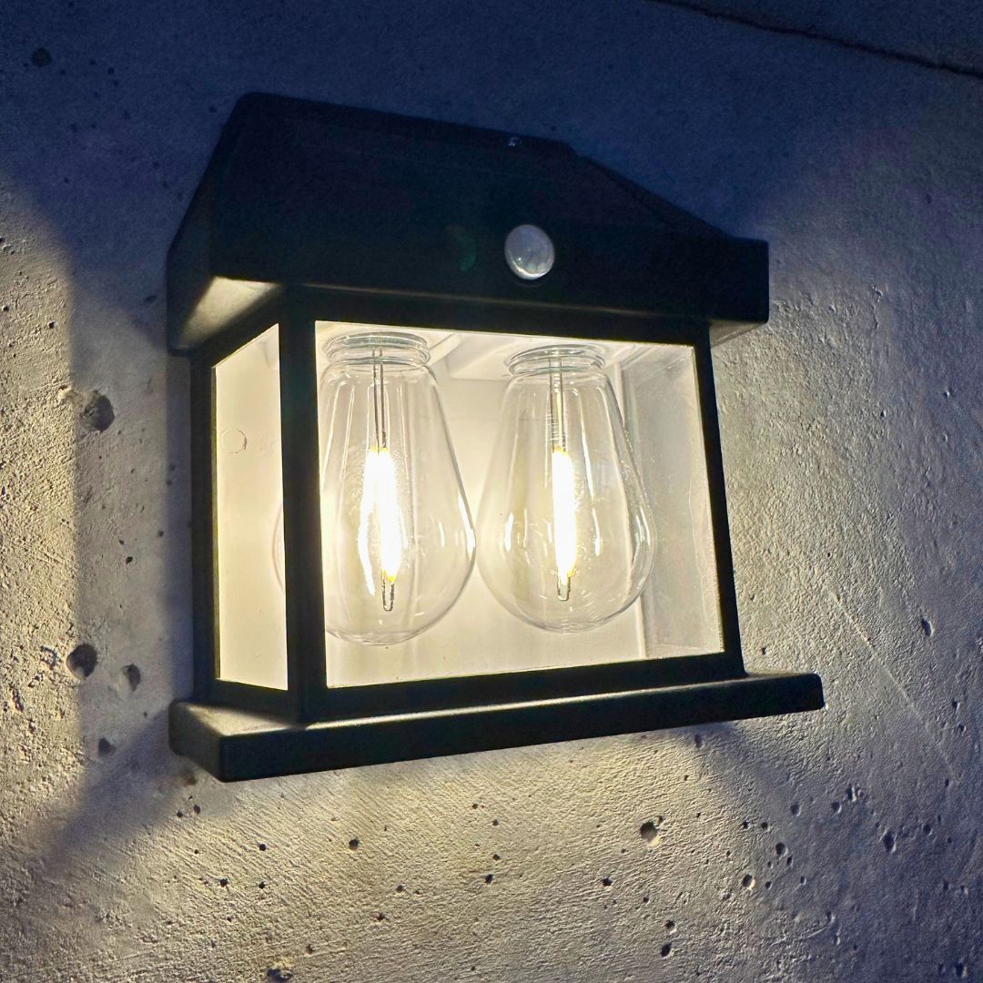 Apliqué Farol de Pared Solar - Luz Cálida IP65 Negro - Dreamy Home