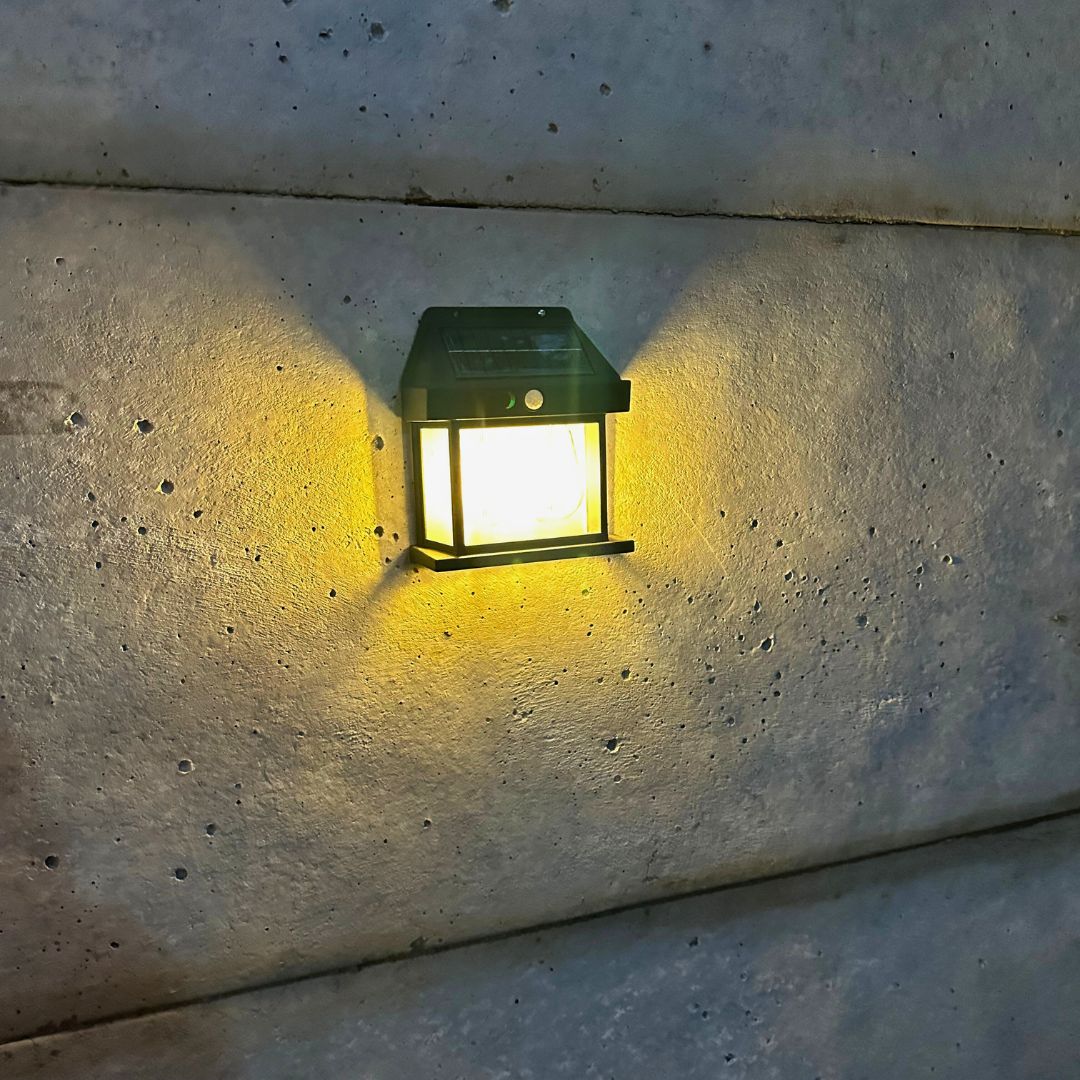 Apliqué Farol de Pared Solar - Luz Cálida IP65 Negro - Dreamy Home