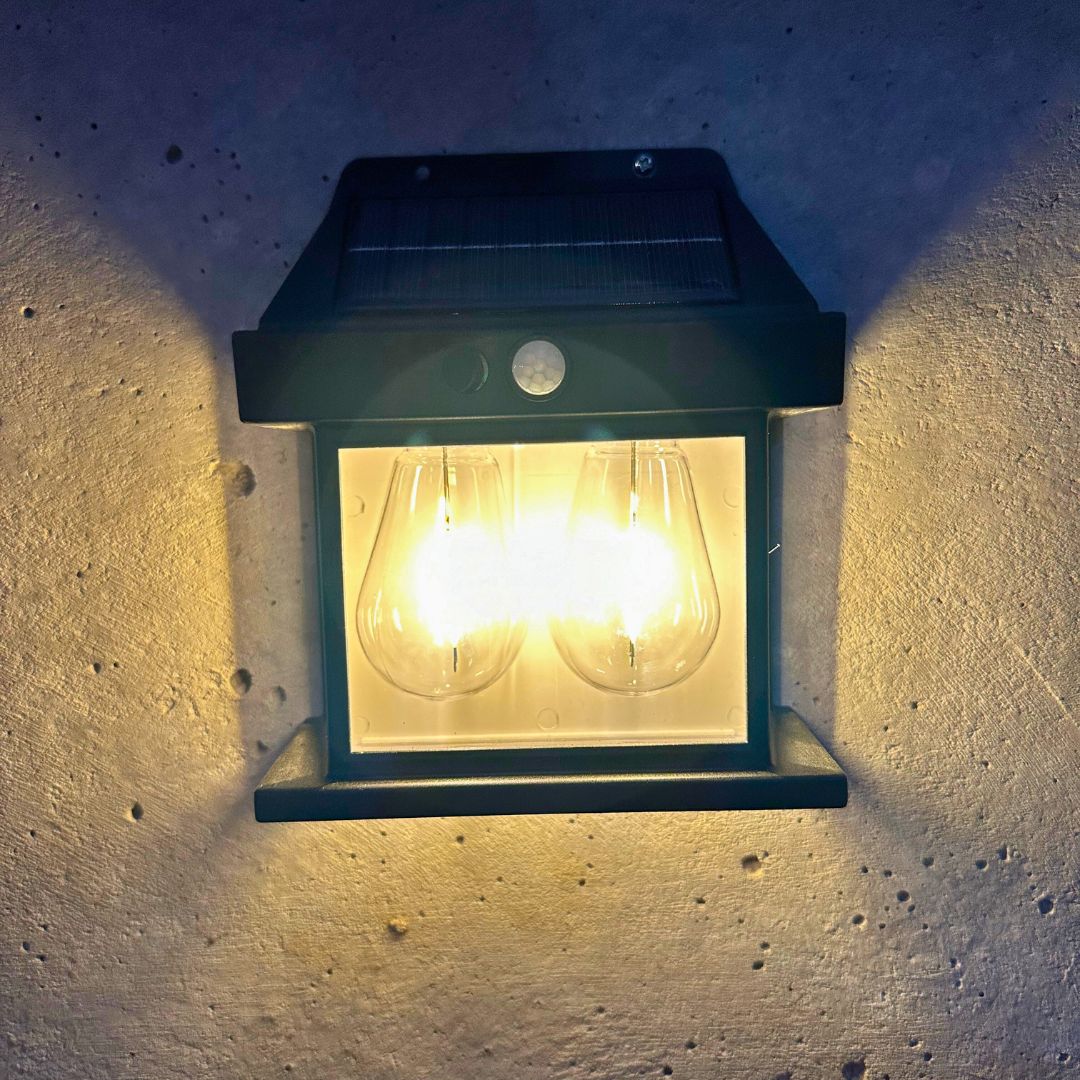 Apliqué Farol de Pared Solar - Luz Cálida IP65 Negro - Dreamy Home