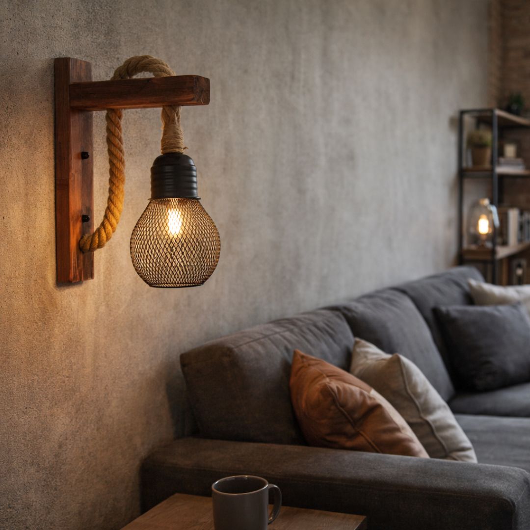 Apliqué Lámpara Globo - Metal y Madera / Incluye Ampolleta - Disponible en Dreamy Home!