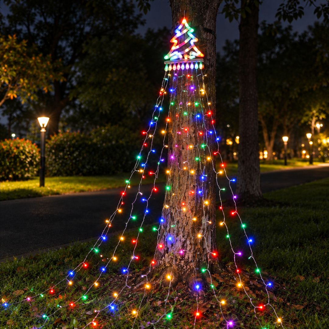 Árbol Cascada de Navidad Solar 3 m – 300 LED / Luz Cálida o Multicolor - Disponible en Dreamy Home!
