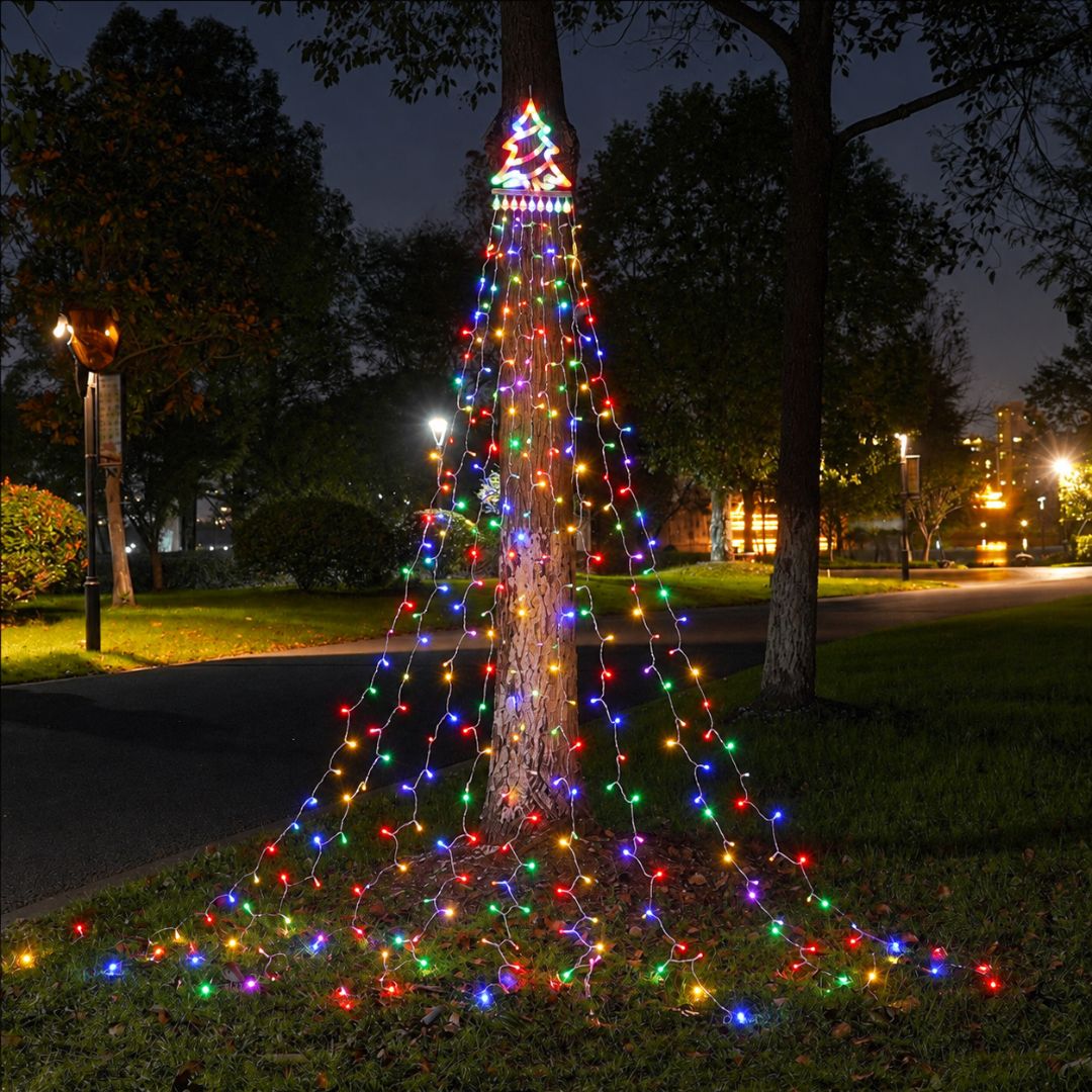 Árbol Cascada de Navidad Solar 3 m – 300 LED / Luz Cálida o Multicolor - Disponible en Dreamy Home!