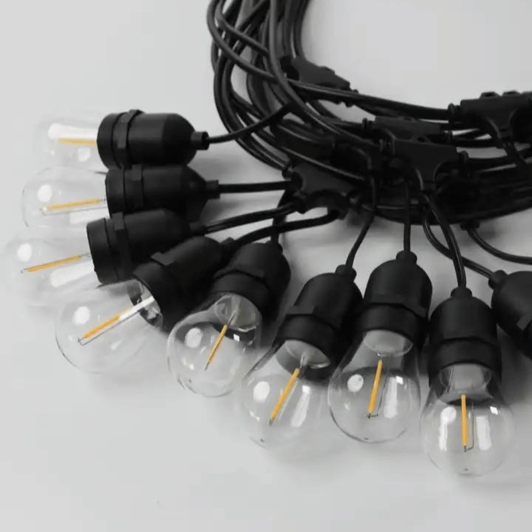 Cadena de Luz Cálida con Ampolletas Intercambiables - 10 m IP65-Dreamy Home