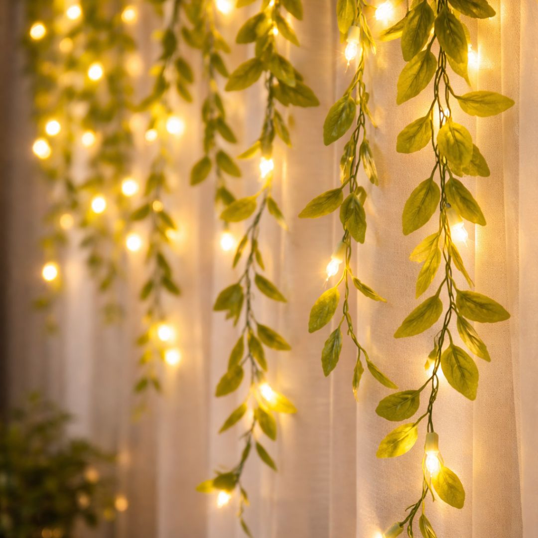 Cortina de Hojas Eléctrica - Luz Cálida / 3 x 1 m / 10 Tiras - Disponible en Dreamy Home!