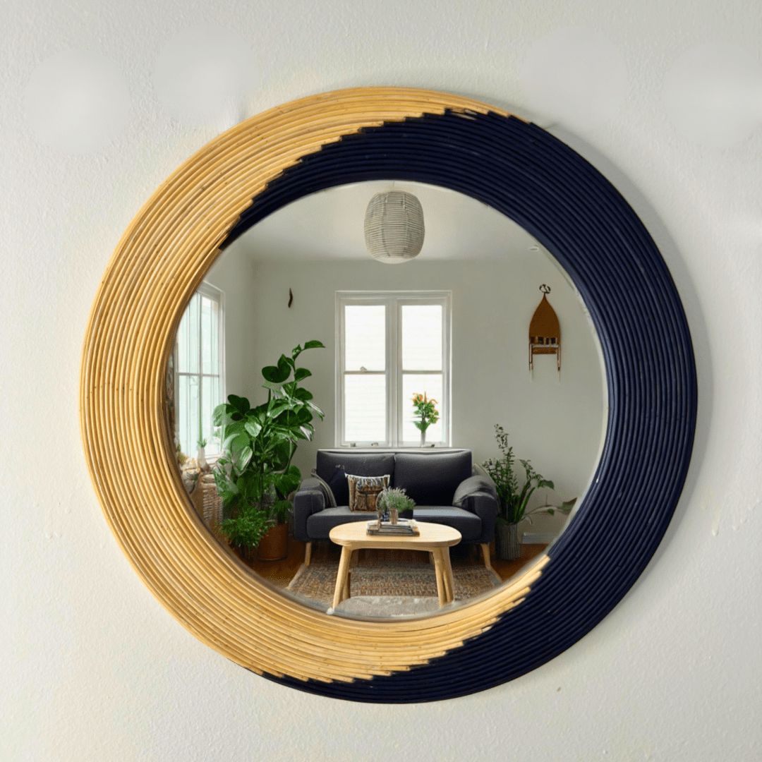 Espejo Redondo Bicolor Boho - 49 cm Diámetro - Disponible en Dreamy Home!