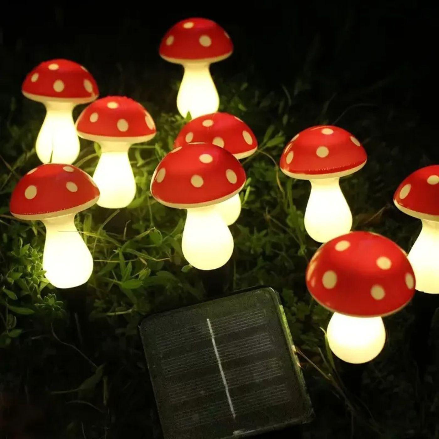 Estacas de Honguitos 12,5 m Solares - 20 Honguitos / Luz Cálida / IP65 - Disponible en Dreamy Home!