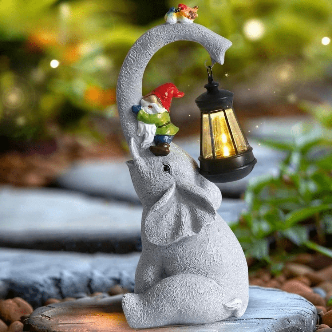Estatua de Elefante Solar - Resina / Luz Cálida / IP65 - Disponible en Dreamy Home!