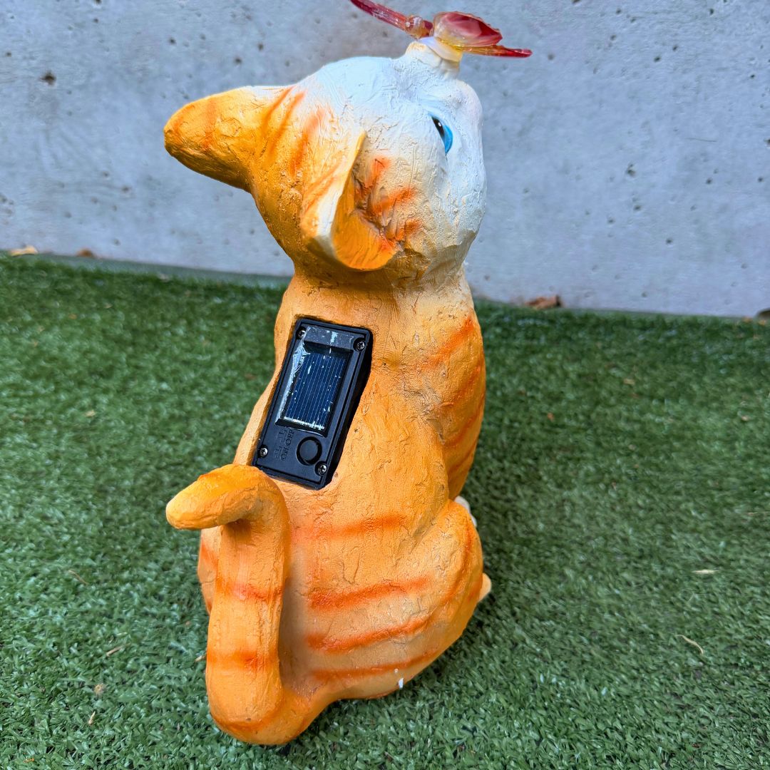 Estatua de Gato Solar - Luz Cálida / Resina/ IP65 - Disponible en Dreamy Home!