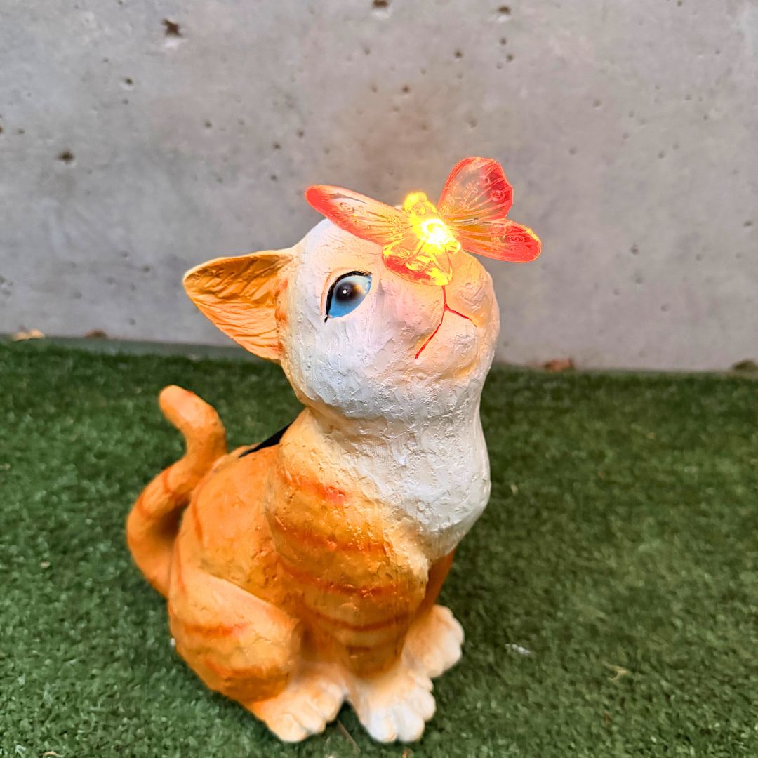 Estatua de Gato Solar - Luz Cálida / Resina/ IP65 - Disponible en Dreamy Home!