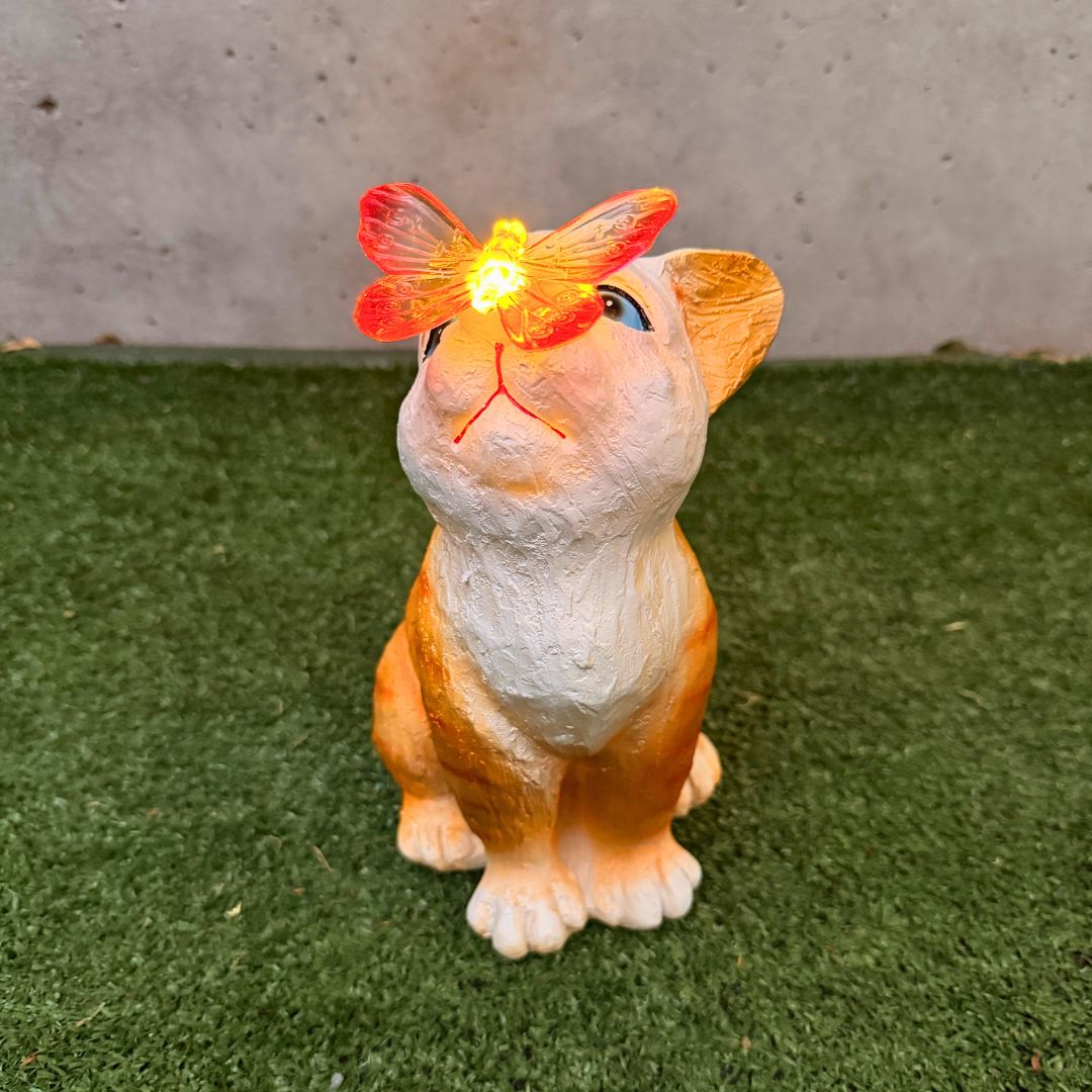 Estatua de Gato Solar - Luz Cálida / Resina/ IP65 - Disponible en Dreamy Home!