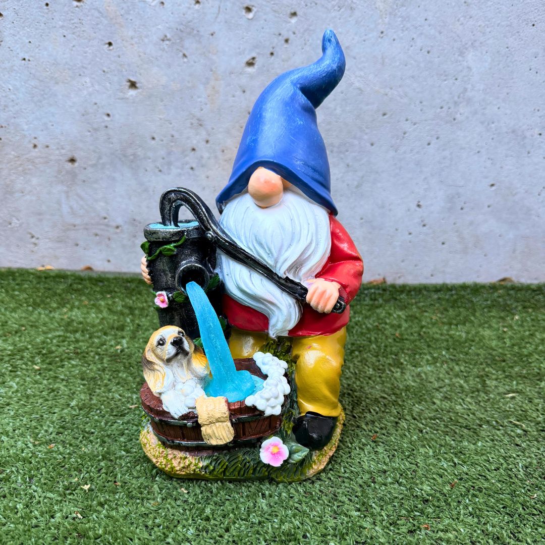 Estatua Duende Grifo de Agua Azul - Resina / Luz Cálida / IP65 - Disponible en Dreamy Home!