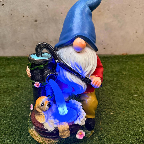 Estatua Duende Grifo de Agua Azul - Resina / Luz Cálida / IP65 - Disponible en Dreamy Home!
