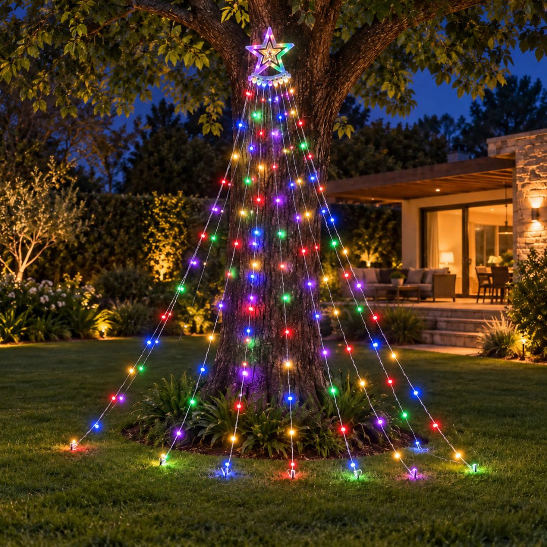 Estrella Cascada de Navidad Solar 3 m – 300 LED / Luz Cálida o Multicolor - Disponible en Dreamy Home!