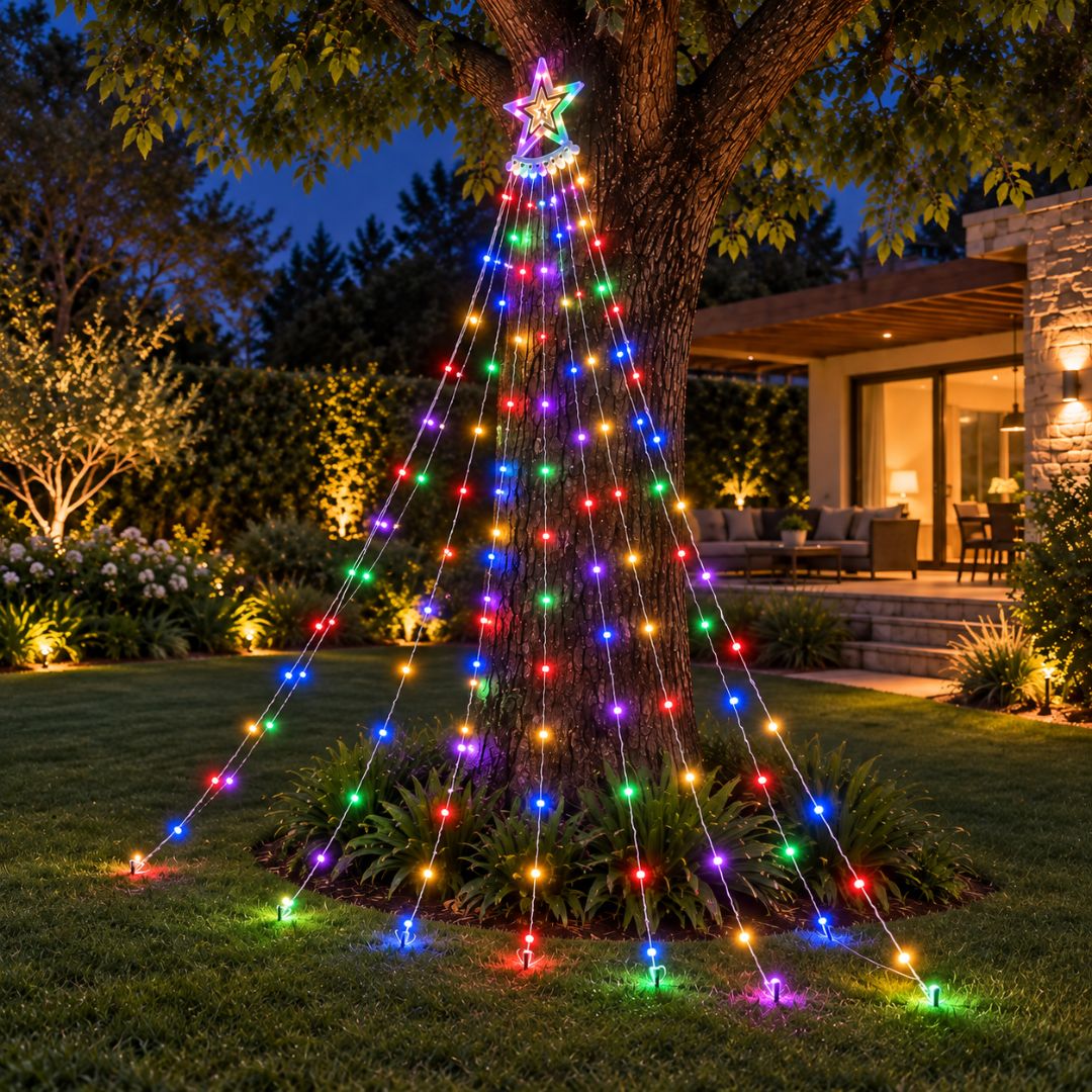 Estrella Cascada de Navidad Solar 3 m – 300 LED / Luz Cálida o Multicolor - Disponible en Dreamy Home!