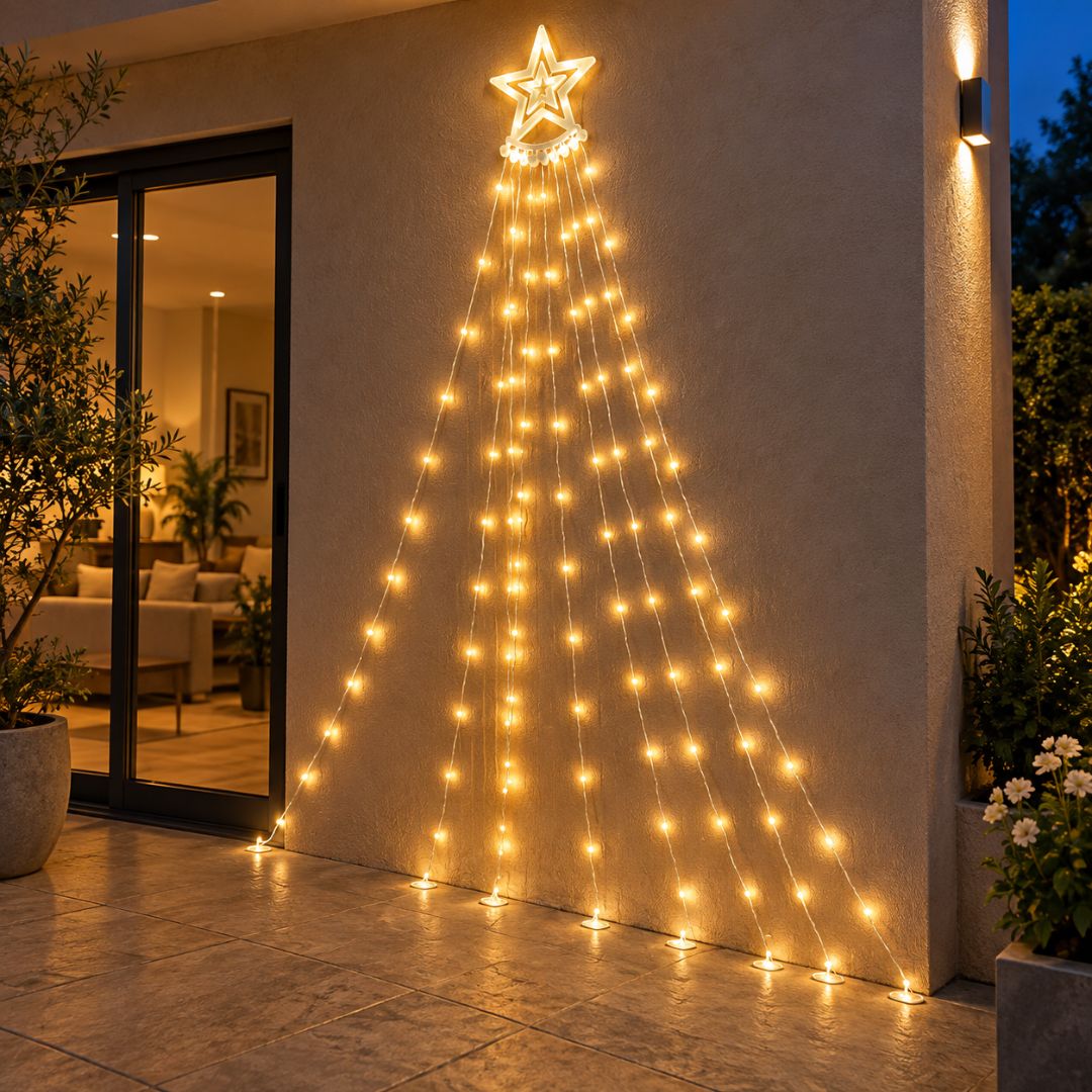 Estrella Cascada de Navidad Solar 3 m – 300 LED / Luz Cálida o Multicolor - Disponible en Dreamy Home!