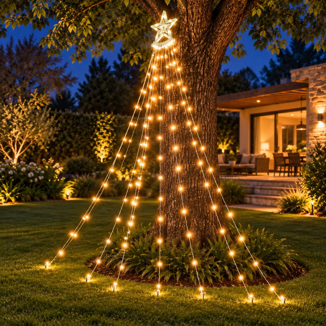 Estrella Cascada de Navidad Solar 3 m – 300 LED / Luz Cálida o Multicolor - Disponible en Dreamy Home!