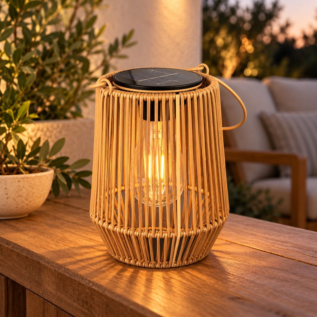 Farol Solar Decorativo Tipo Ratán – Luz Cálida / IP44 - Disponible en Dreamy Home!