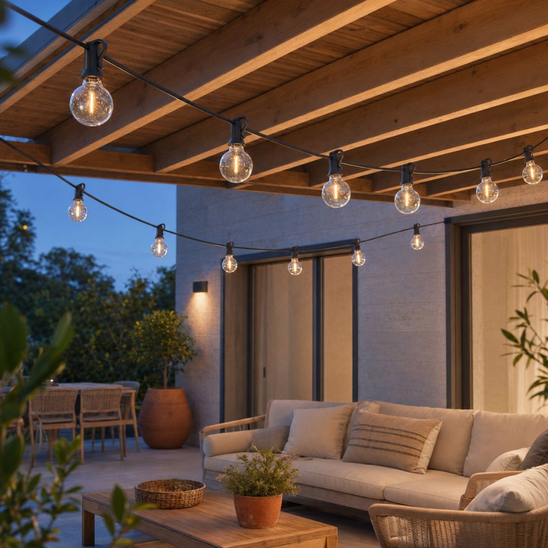 Guirnalda Solar Amp. G40 - 7 m / Amp. Intercambiables / Luz Cálida - Disponible en Dreamy Home!