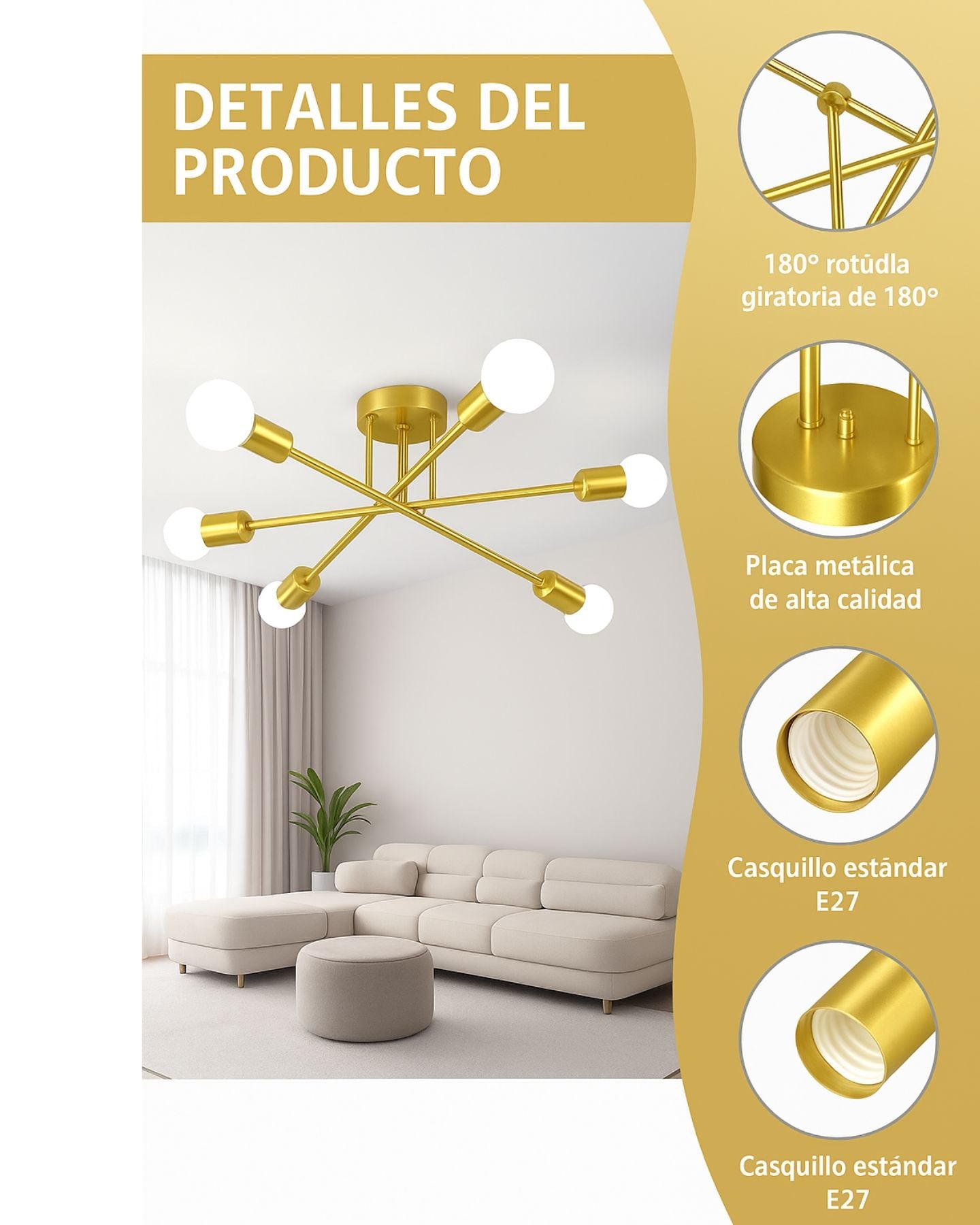Lámpara Khala Moderna - 6 Luces Incluye Ampolletas - Dreamy Home