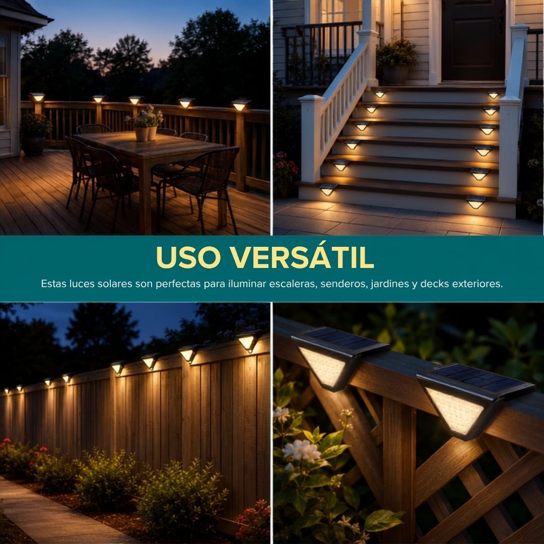 Luz Solar Escalera LED – Exterior / Luz Cálida / 2 Un. - Disponible en Dreamy Home!