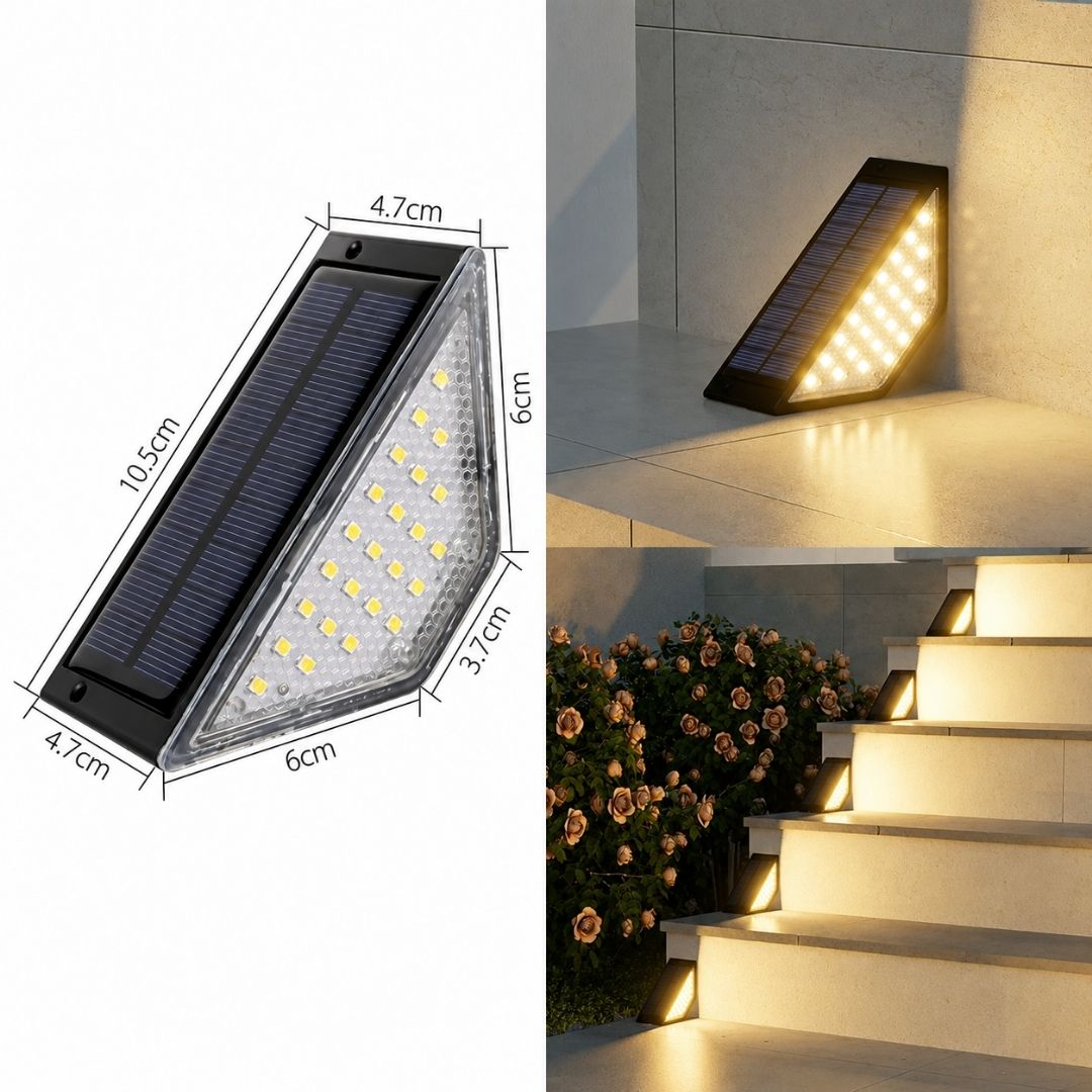 Luz Solar Escalera LED – Exterior / Luz Cálida / 2 Un. - Disponible en Dreamy Home!