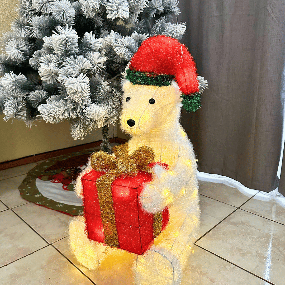 Oso Polar Navideño - Luz Cálida / a Pilas