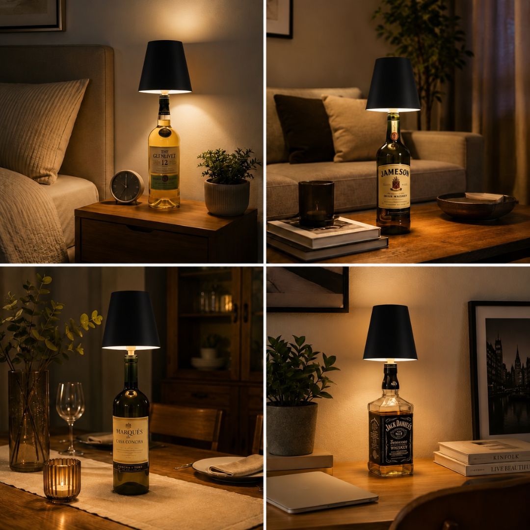 Pack 2 Lámparas Recargables para Botellas - 3 Tonos de Luz / USB C - Iluminación - Disponible en Dreamy Home!