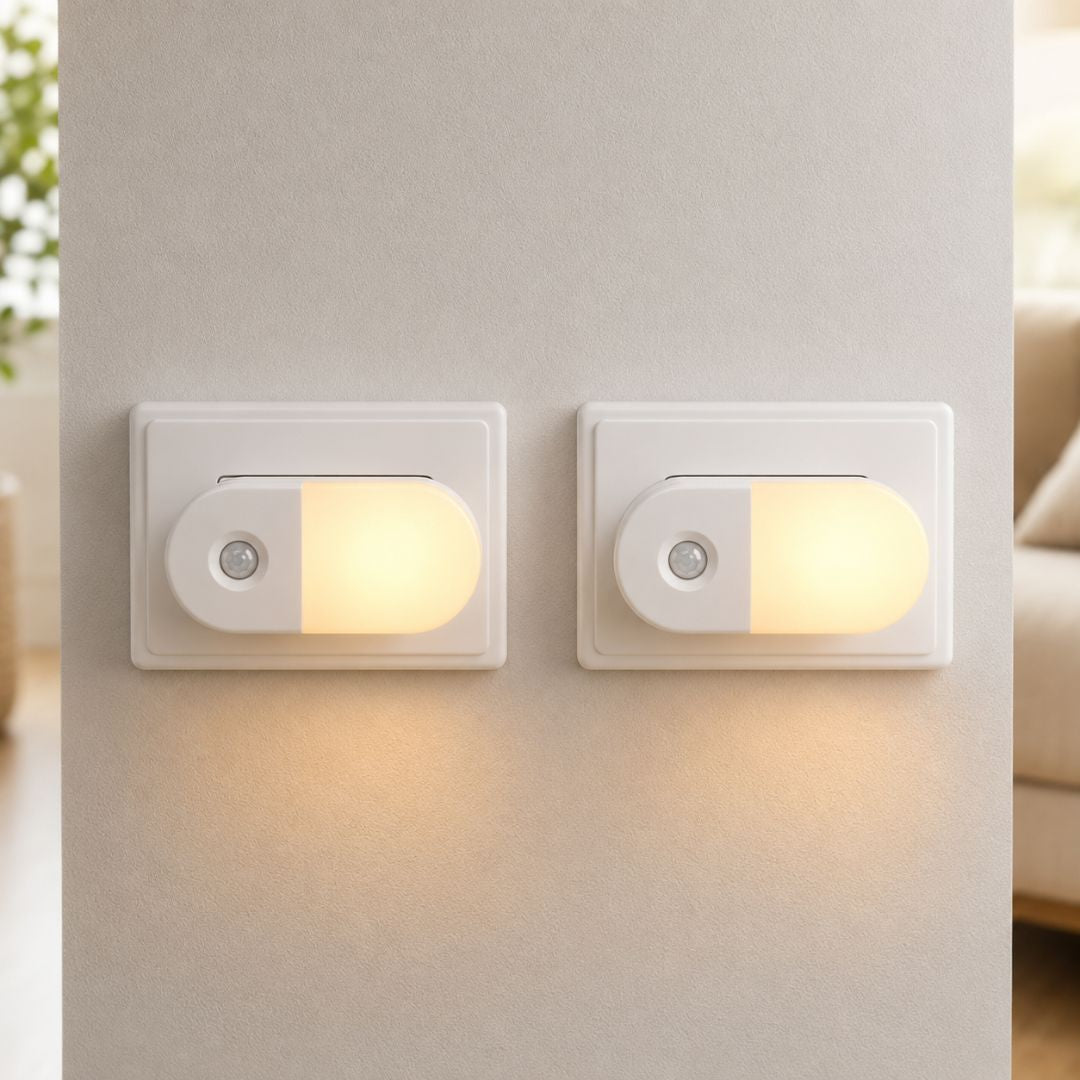Pack de 2 Lámparas de Enchufe Led - Luz Cálida / Sensor de Movimiento - Iluminación - Disponible en Dreamy Home!