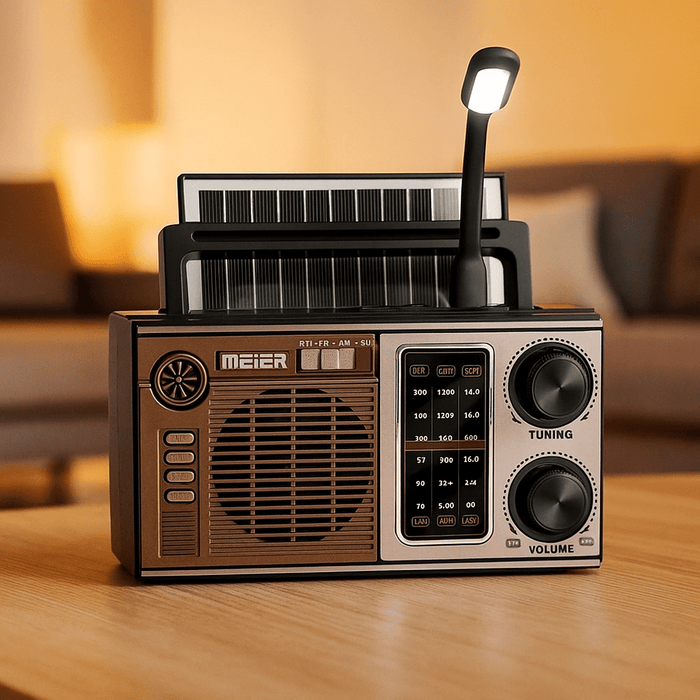 Radio Solar Recargable – Linterna LED, USB, Alarma SOS, Portátil
