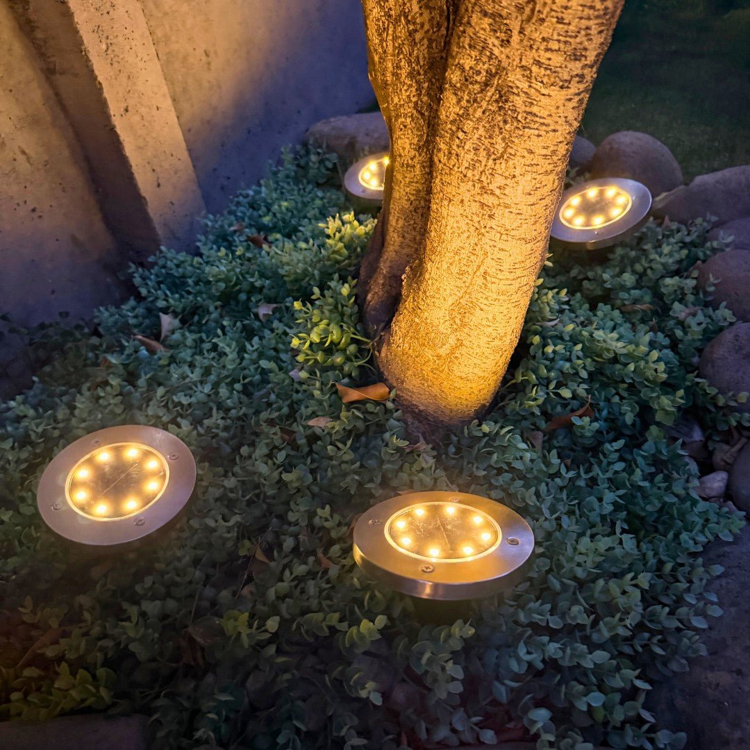 Set de 4 Estacas Acero Inoxidable Solar - Luz Cálida o Fría / IP65 - Disponible en Dreamy Home!