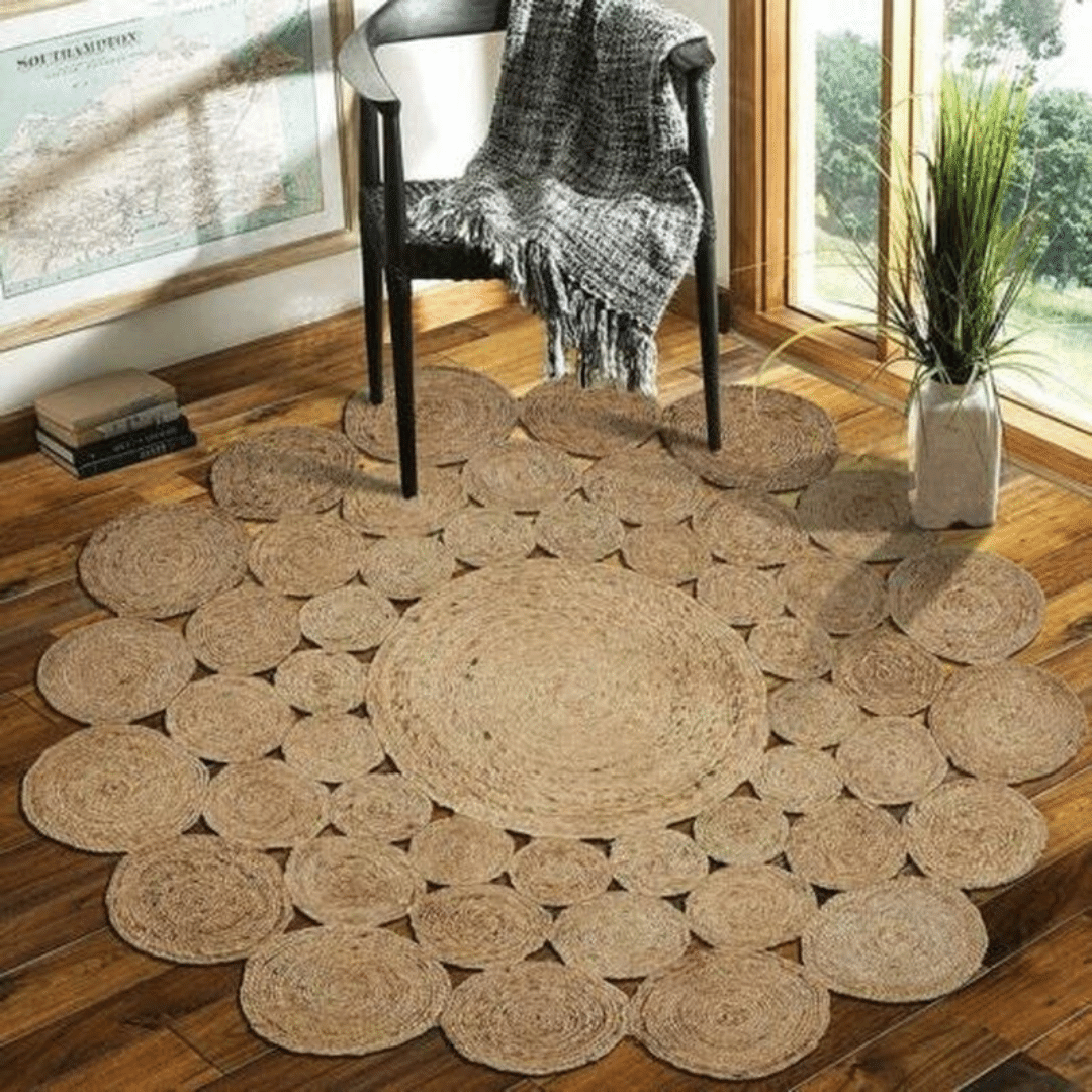 Alfombra de Ratán Círculos - Diámetro 1,12 m-Dreamy Home