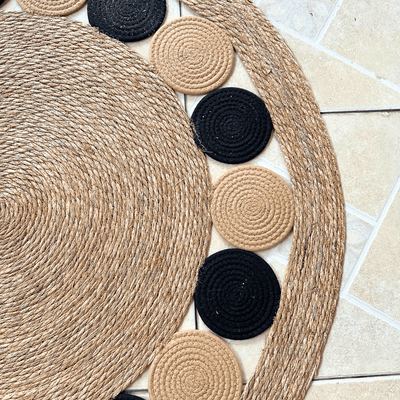 Alfombra de Ratán - Círculos Negros-Dreamy Home