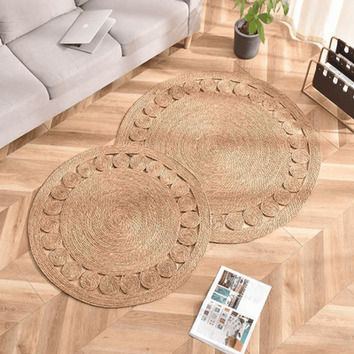 Alfombra de Ratán Patrones - Diámetro 1,20 m-Dreamy Home