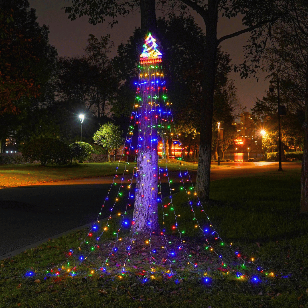 Árbol Cascada Navidad Solar - 3 m Luz Cálida/Multicolor 300 Leds - Disponible en Dreamy Home!