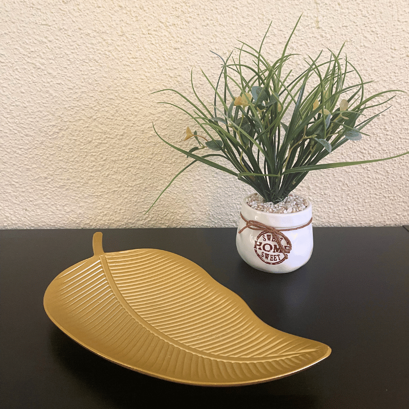 Bandeja Decorativa Diseño Hoja - Dorada - Decoración - Disponible en Dreamy Home!