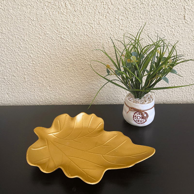 Bandeja Decorativa Diseño Hoja - Dorada - Decoración - Disponible en Dreamy Home!