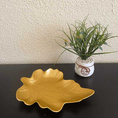 Bandeja Decorativa Diseño Hoja - Dorada-Dreamy Home