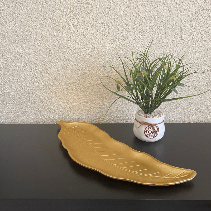Bandeja Decorativa Diseño Hoja - Dorada - Decoración - Disponible en Dreamy Home!