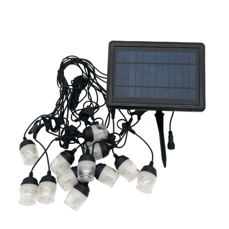 Cadena de Luces Solar - Luz Cálida 12,6 m 12 Luces Incluye Panel Solar Híbrido-Dreamy Home