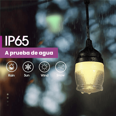 Cadena de Luces Solar - Luz Cálida 12,6 m 12 Luces Incluye Panel Solar Híbrido-Dreamy Home