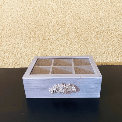 Caja de Té de Madera Gris - Grande/Pequeña-Dreamy Home