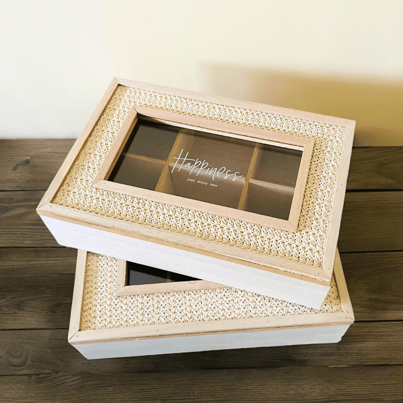 Caja de Té Detalles Trenzados - Grande/Pequeña-Dreamy Home