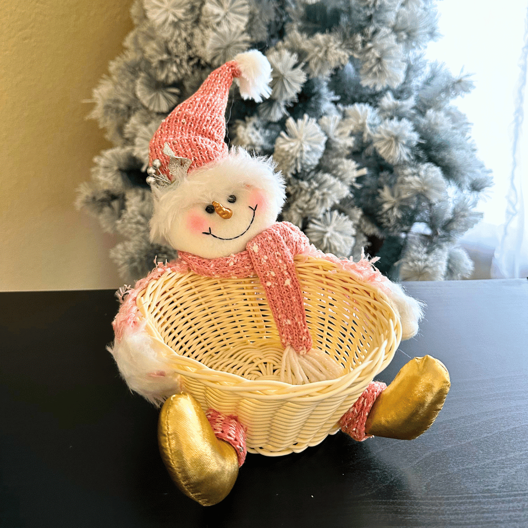 Canasto Rose Navideño - Viejo Pascuero/ Mono de Nieve - Disponible en Dreamy Home!