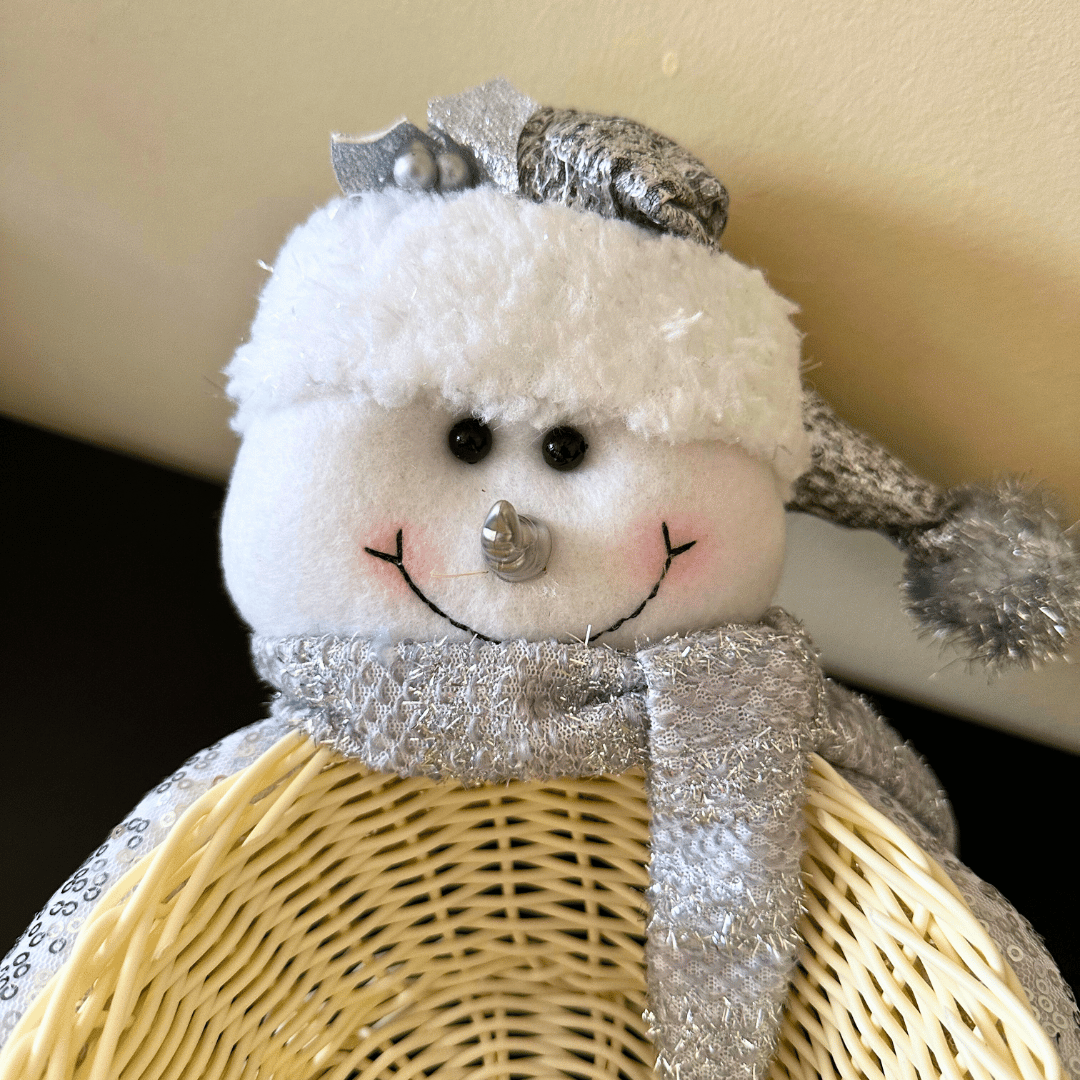 Canasto Silver Navideño - Mono de Nieve - Disponible en Dreamy Home!