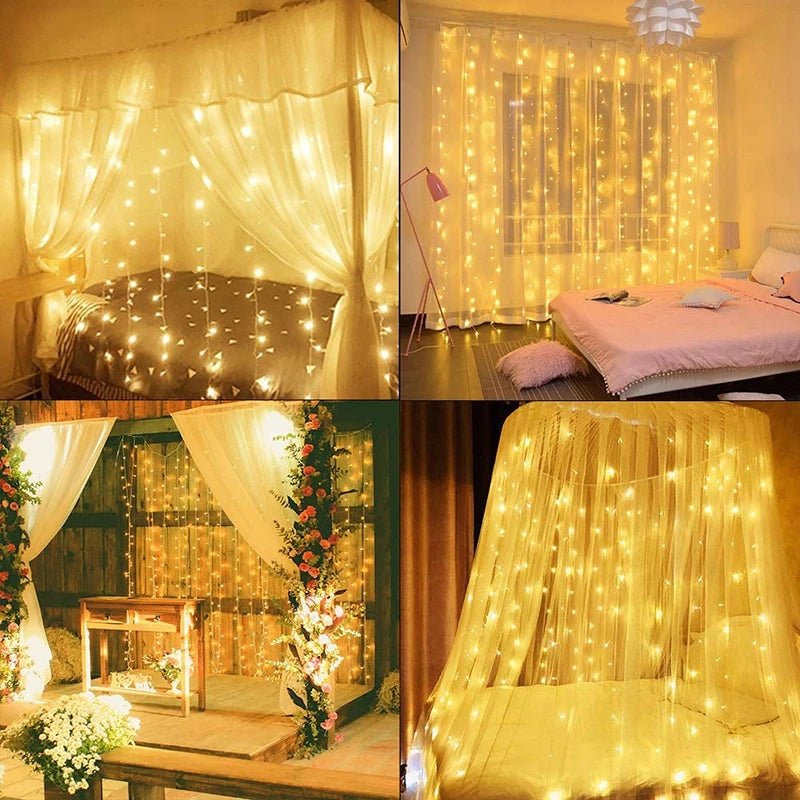 Cascada de Luces Hada - Cálidas 3x3 m 300 Leds USB Incluye Adaptador Enchufe-Dreamy Home