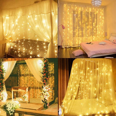 Cascada de Luces Hada - Cálidas 3x3 m 300 Leds USB Incluye Adaptador Enchufe-Dreamy Home