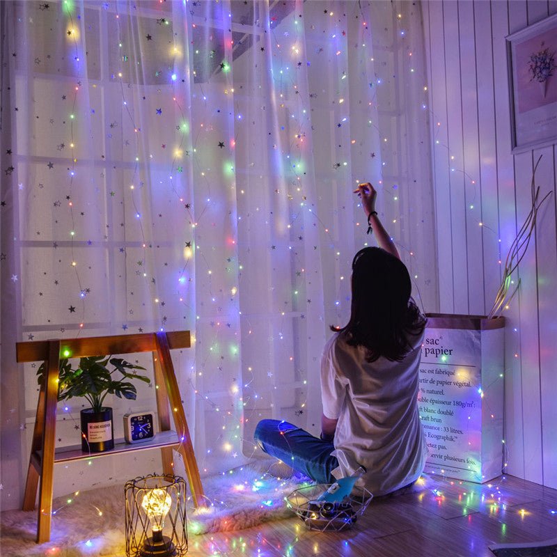 Cascada de Luces Hada - Cálidas 3x3 m 300 Leds USB Incluye Adaptador Enchufe-Dreamy Home